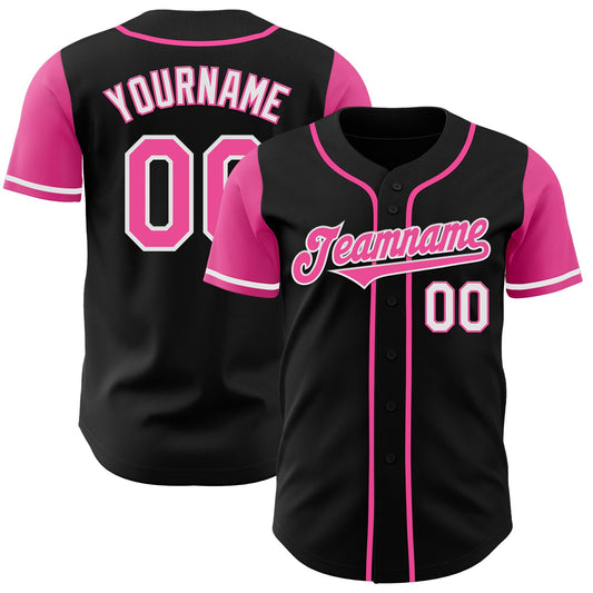 Custom Black Pink-White Authentic Two Tone Baseball Jersey - Sky-Custom