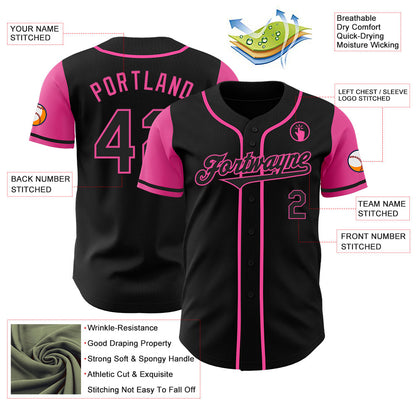 Custom Black Pink Authentic Two Tone Baseball Jersey - Sky-Custom