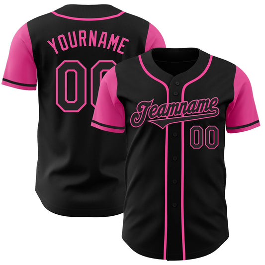 Custom Black Pink Authentic Two Tone Baseball Jersey - Sky-Custom
