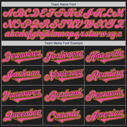Custom Black Pink-Yellow Authentic Two Tone Baseball Jersey - Sky-Custom