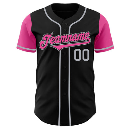 Custom Black Pink-Gray Authentic Two Tone Baseball Jersey - Sky-Custom