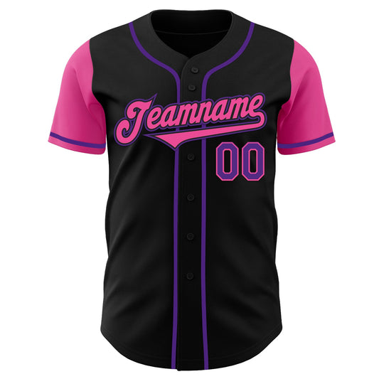 Custom Black Pink-Purple Authentic Two Tone Baseball Jersey - Sky-Custom
