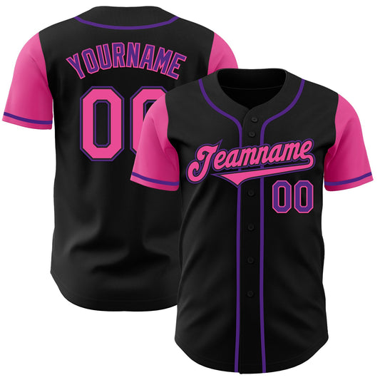 Custom Black Pink-Purple Authentic Two Tone Baseball Jersey - Sky-Custom