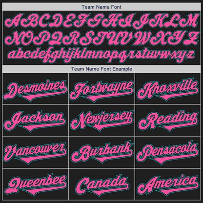 Custom Black Pink-Teal Authentic Two Tone Baseball Jersey - Sky-Custom