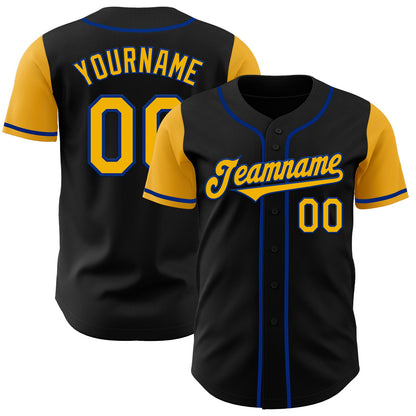 Custom Black Gold-Royal Authentic Two Tone Baseball Jersey - Sky-Custom