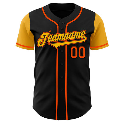 Custom Black Gold-Orange Authentic Two Tone Baseball Jersey - Sky-Custom