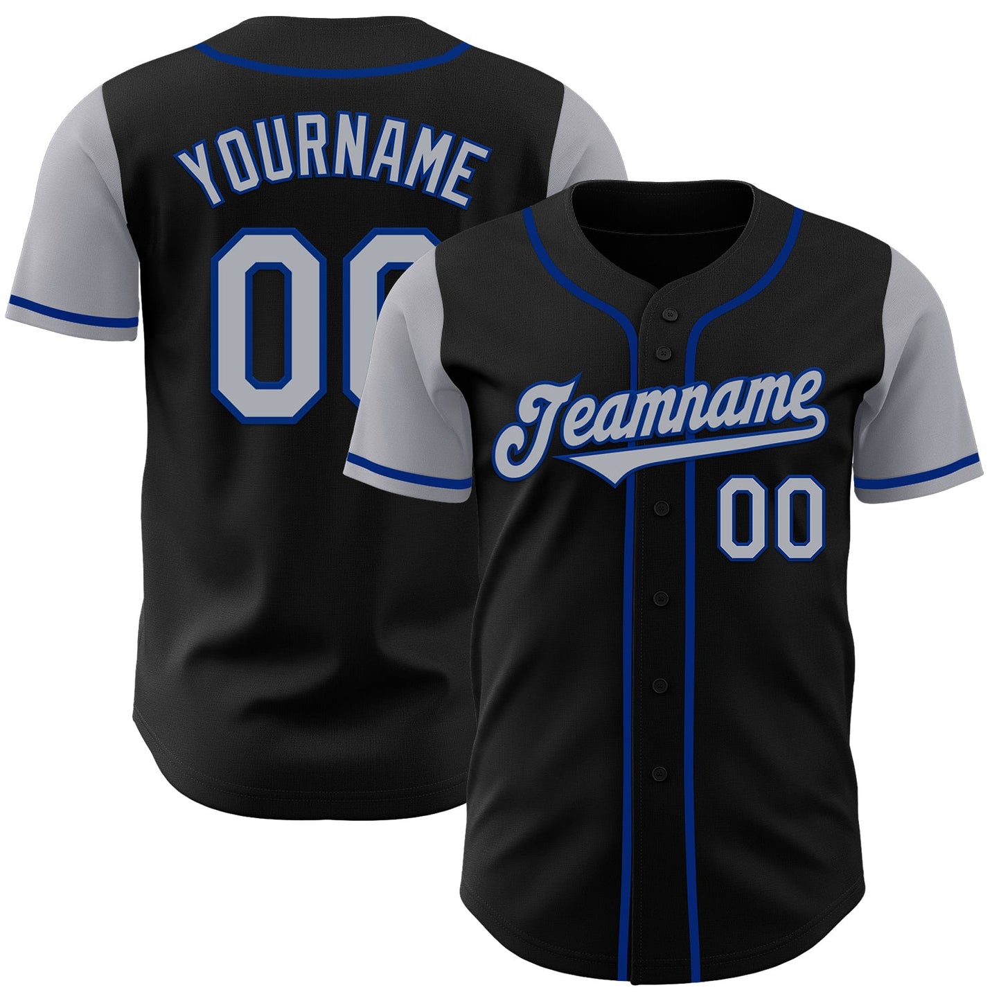 Custom Black Gray-Royal Authentic Two Tone Baseball Jersey - Sky-Custom