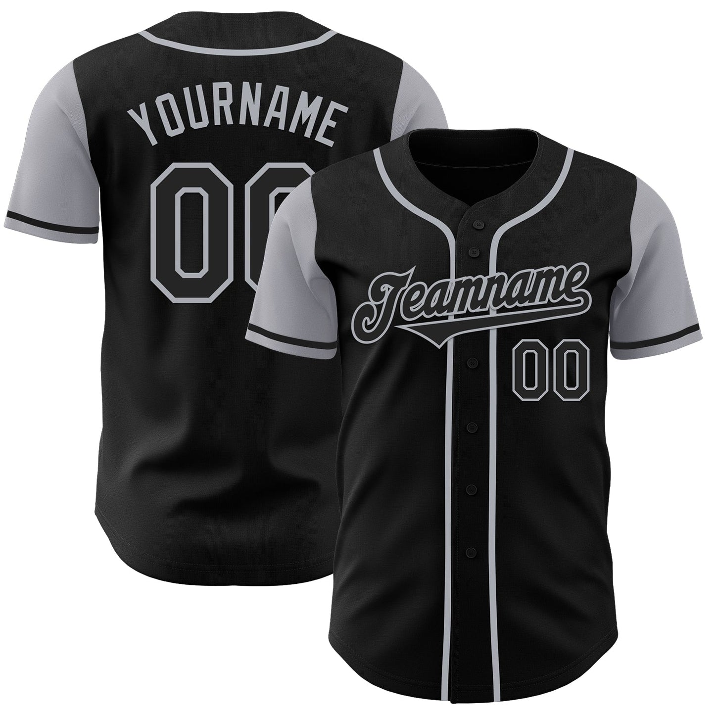Custom Black Gray Authentic Two Tone Baseball Jersey - Sky-Custom
