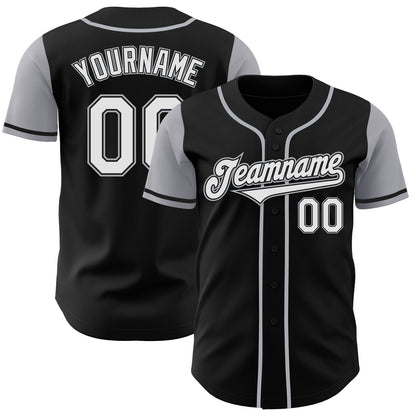 Custom Black White-Gray Authentic Two Tone Baseball Jersey - Sky-Custom