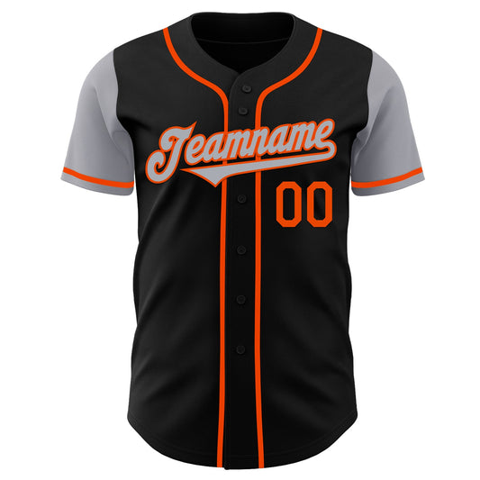 Custom Black Gray-Orange Authentic Two Tone Baseball Jersey - Sky-Custom