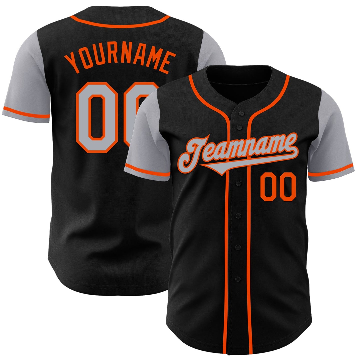 Custom Black Gray-Orange Authentic Two Tone Baseball Jersey - Sky-Custom