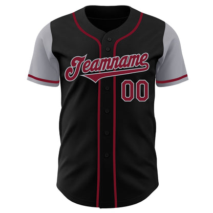 Custom Black Crimson-Gray Authentic Two Tone Baseball Jersey - Sky-Custom