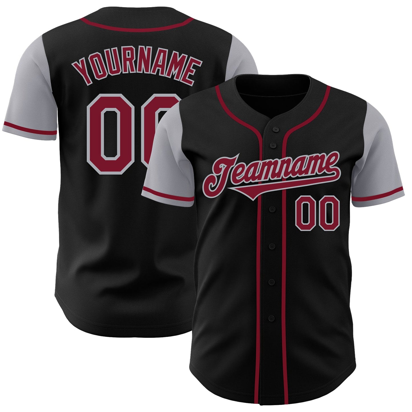 Custom Black Crimson-Gray Authentic Two Tone Baseball Jersey - Sky-Custom