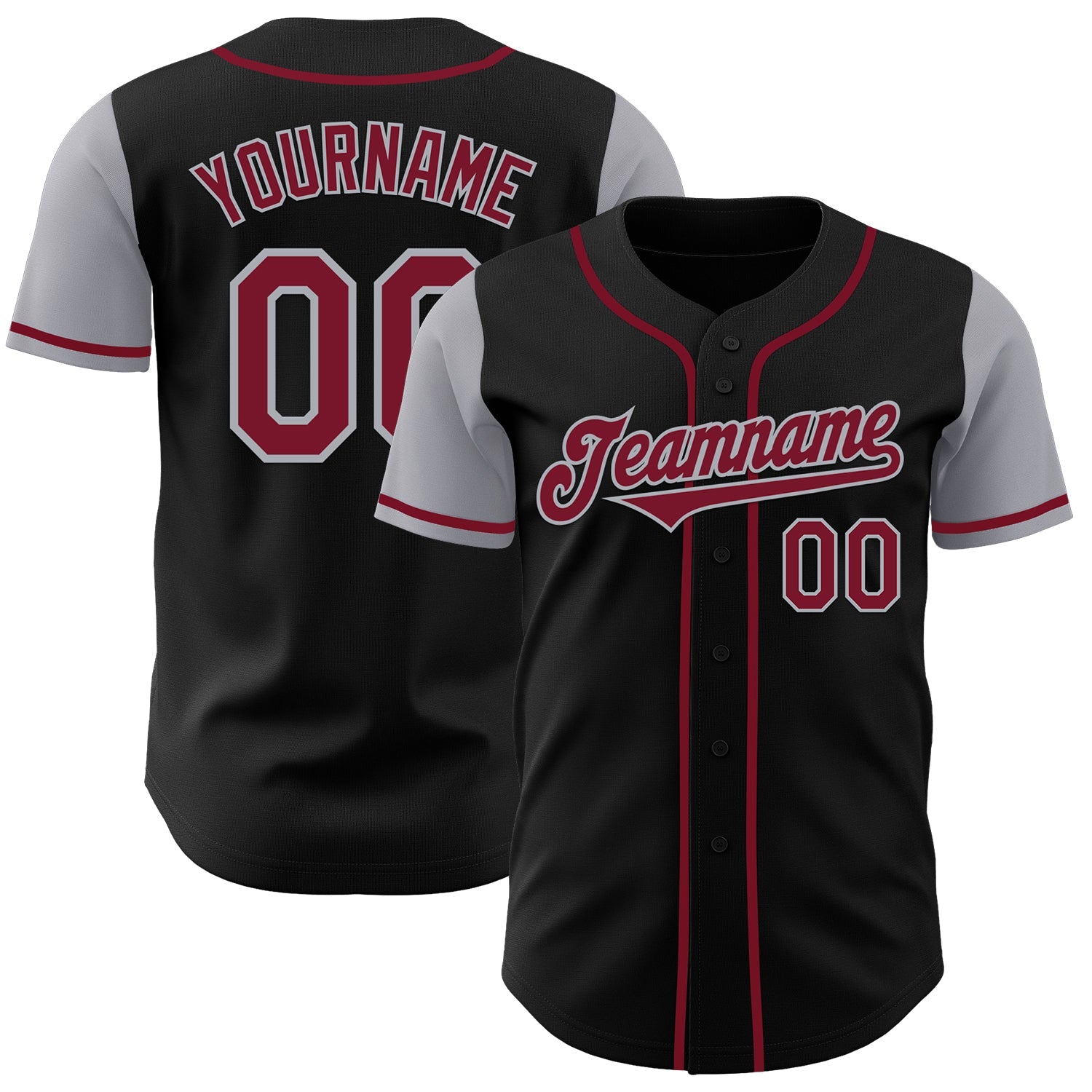 Custom Black Crimson-Gray Authentic Two Tone Baseball Jersey - Sky-Custom