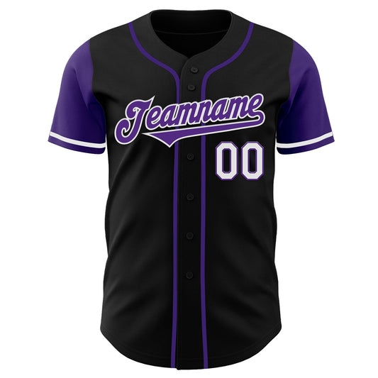 Custom Black Purple-White Authentic Two Tone Baseball Jersey - Sky-Custom