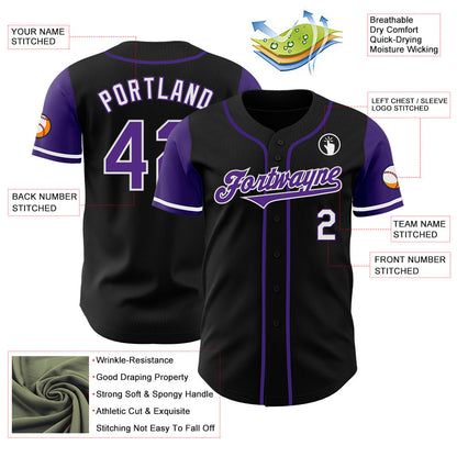 Custom Black Purple-White Authentic Two Tone Baseball Jersey - Sky-Custom