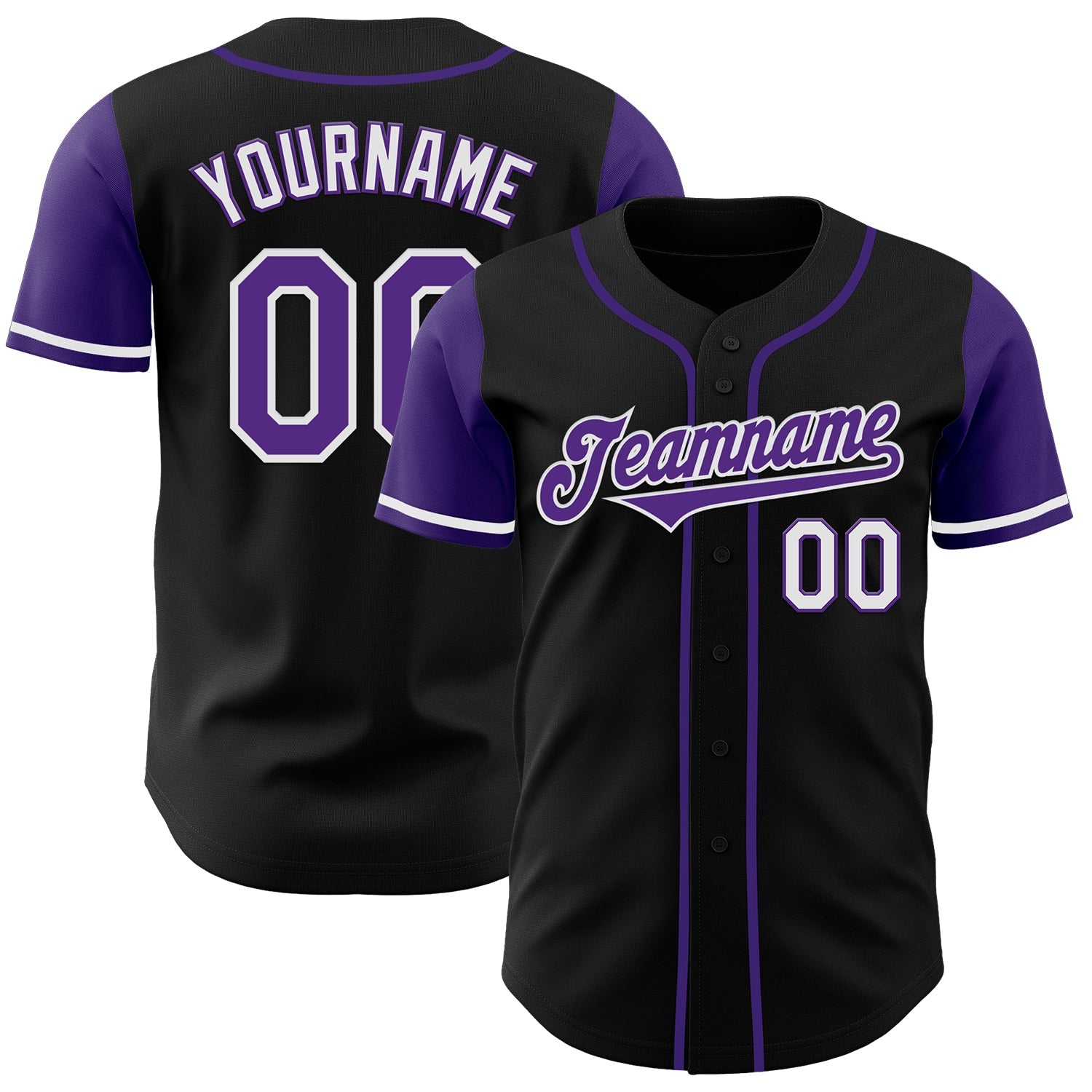 Custom Black Purple-White Authentic Two Tone Baseball Jersey - Sky-Custom