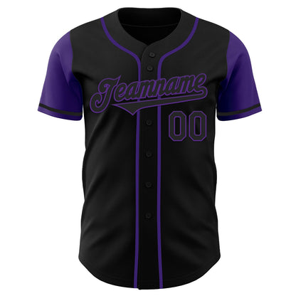 Custom Black Purple Authentic Two Tone Baseball Jersey - Sky-Custom