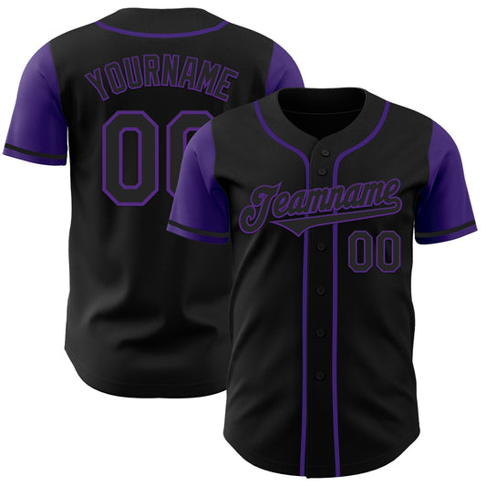 Custom Black Purple Authentic Two Tone Baseball Jersey - Sky-Custom
