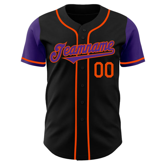 Custom Black Purple-Orange Authentic Two Tone Baseball Jersey - Sky-Custom