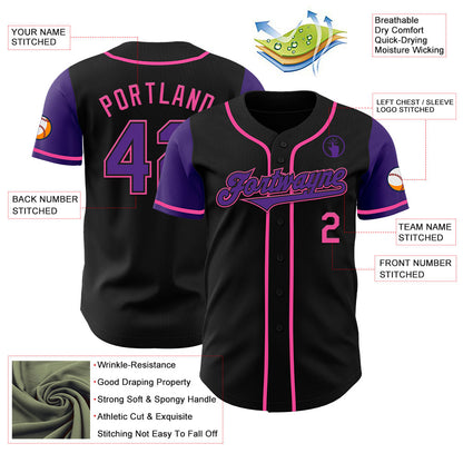 Custom Black Purple-Pink Authentic Two Tone Baseball Jersey - Sky-Custom