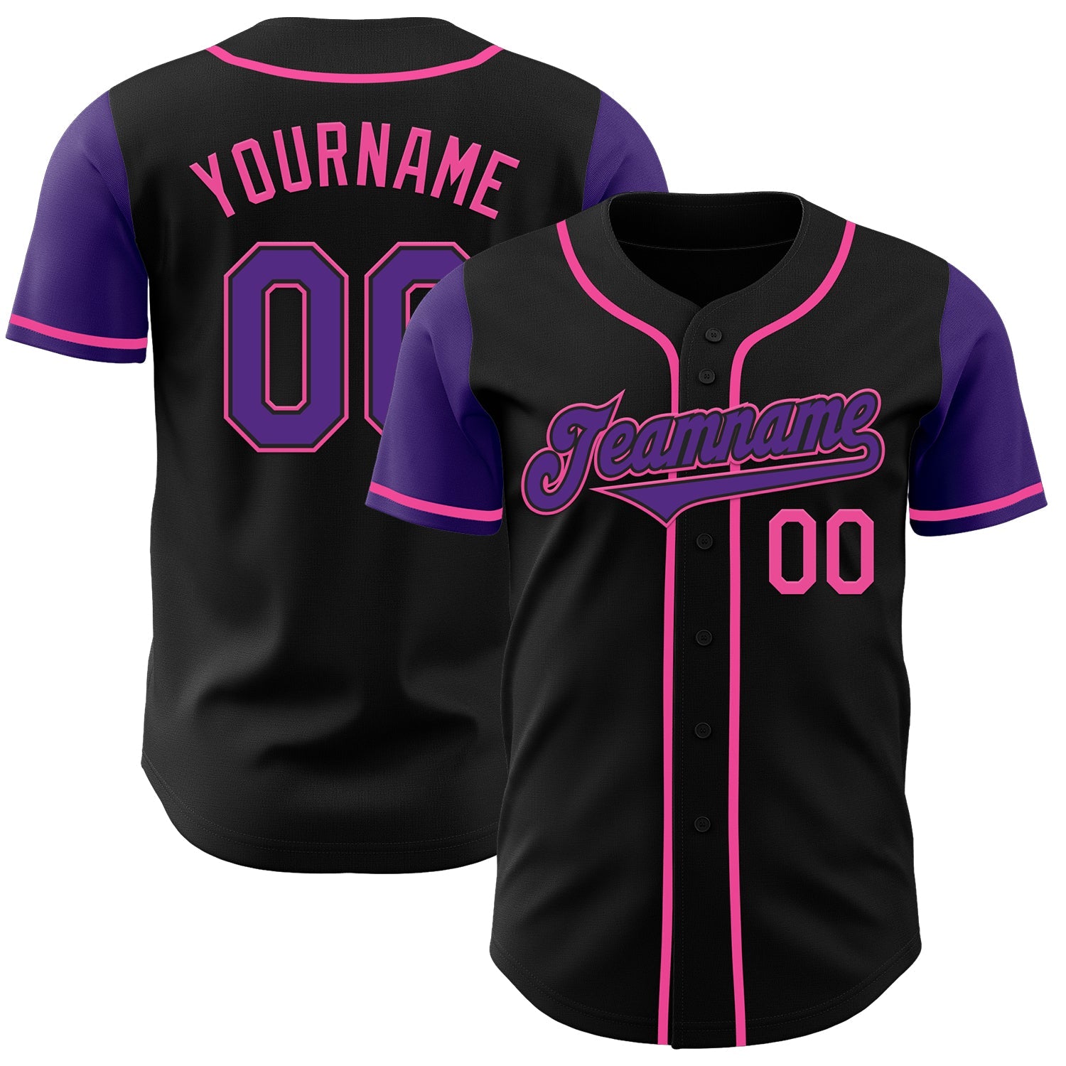 Custom Black Purple-Pink Authentic Two Tone Baseball Jersey - Sky-Custom