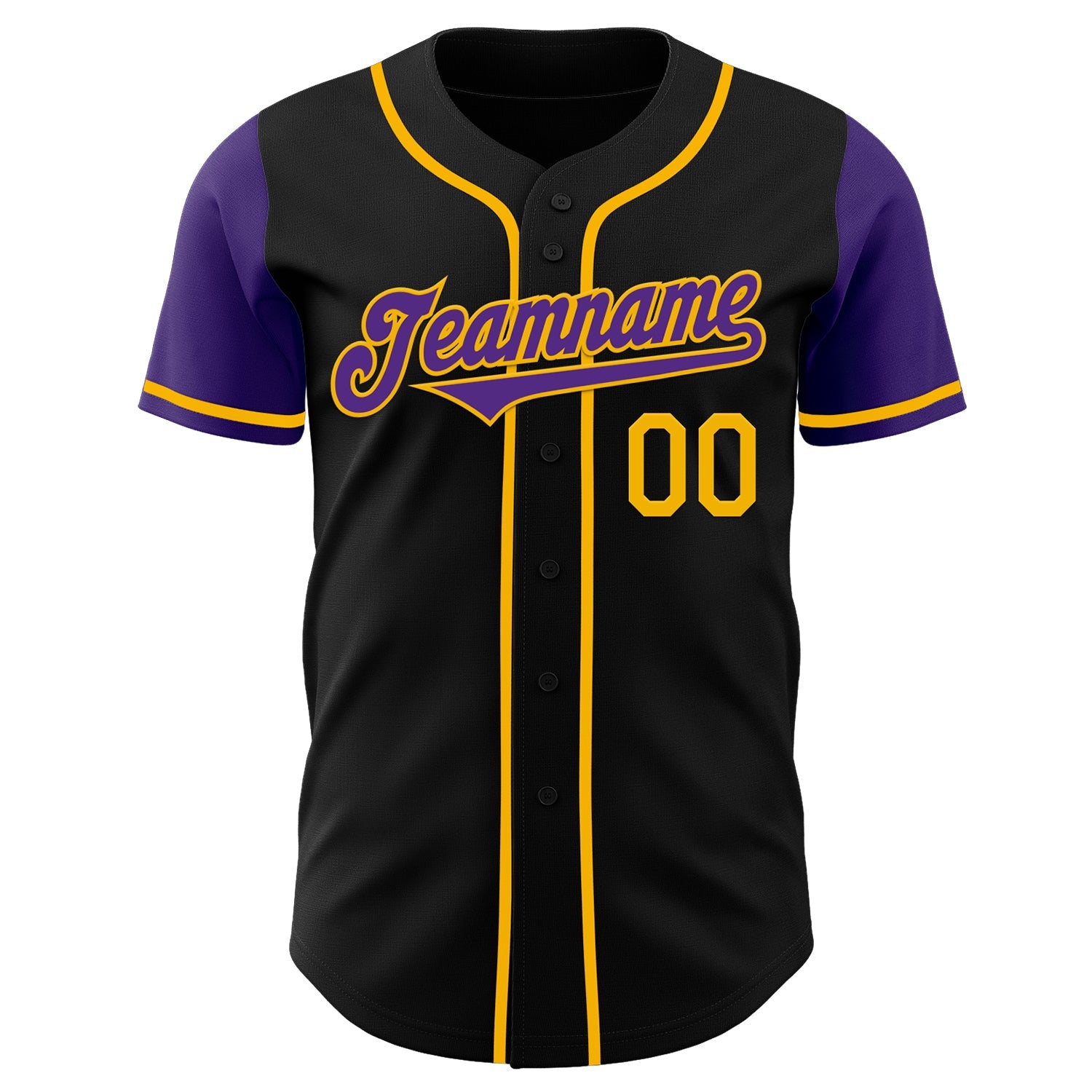 Custom Black Purple-Gold Authentic Two Tone Baseball Jersey - Sky-Custom