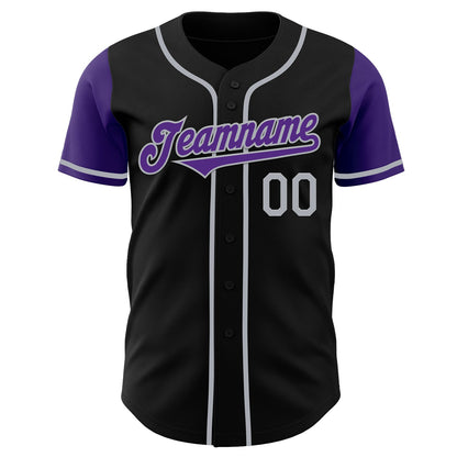 Custom Black Purple-Gray Authentic Two Tone Baseball Jersey - Sky-Custom