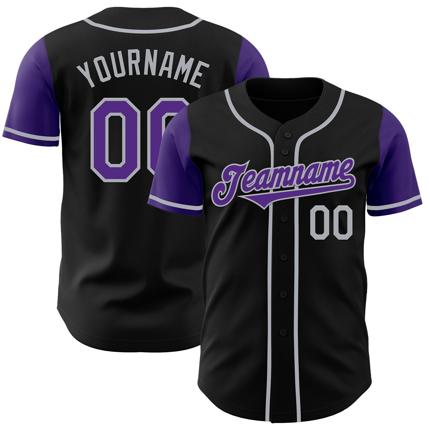Custom Black Purple-Gray Authentic Two Tone Baseball Jersey - Sky-Custom