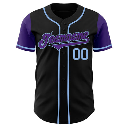 Custom Black Purple-Light Blue Authentic Two Tone Baseball Jersey - Sky-Custom