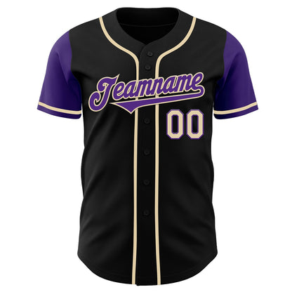 Custom Black Purple-Cream Authentic Two Tone Baseball Jersey - Sky-Custom