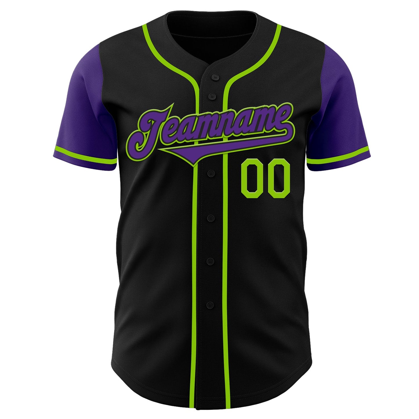 Custom Black Purple-Neon Green Authentic Two Tone Baseball Jersey - Sky-Custom