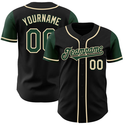 Custom Black Green-Cream Authentic Two Tone Baseball Jersey - Sky-Custom