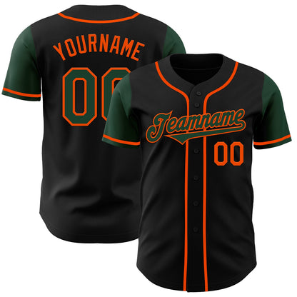 Custom Black Green-Orange Authentic Two Tone Baseball Jersey - Sky-Custom