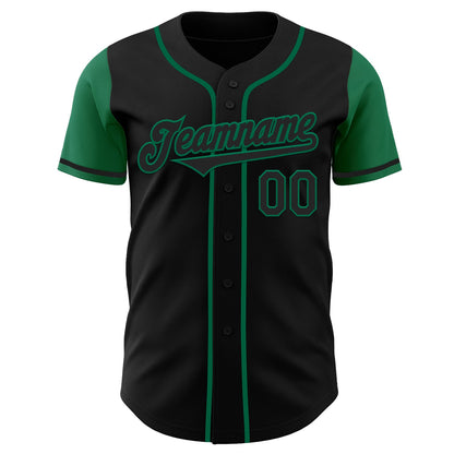 Custom Black Kelly Green Authentic Two Tone Baseball Jersey - Sky-Custom
