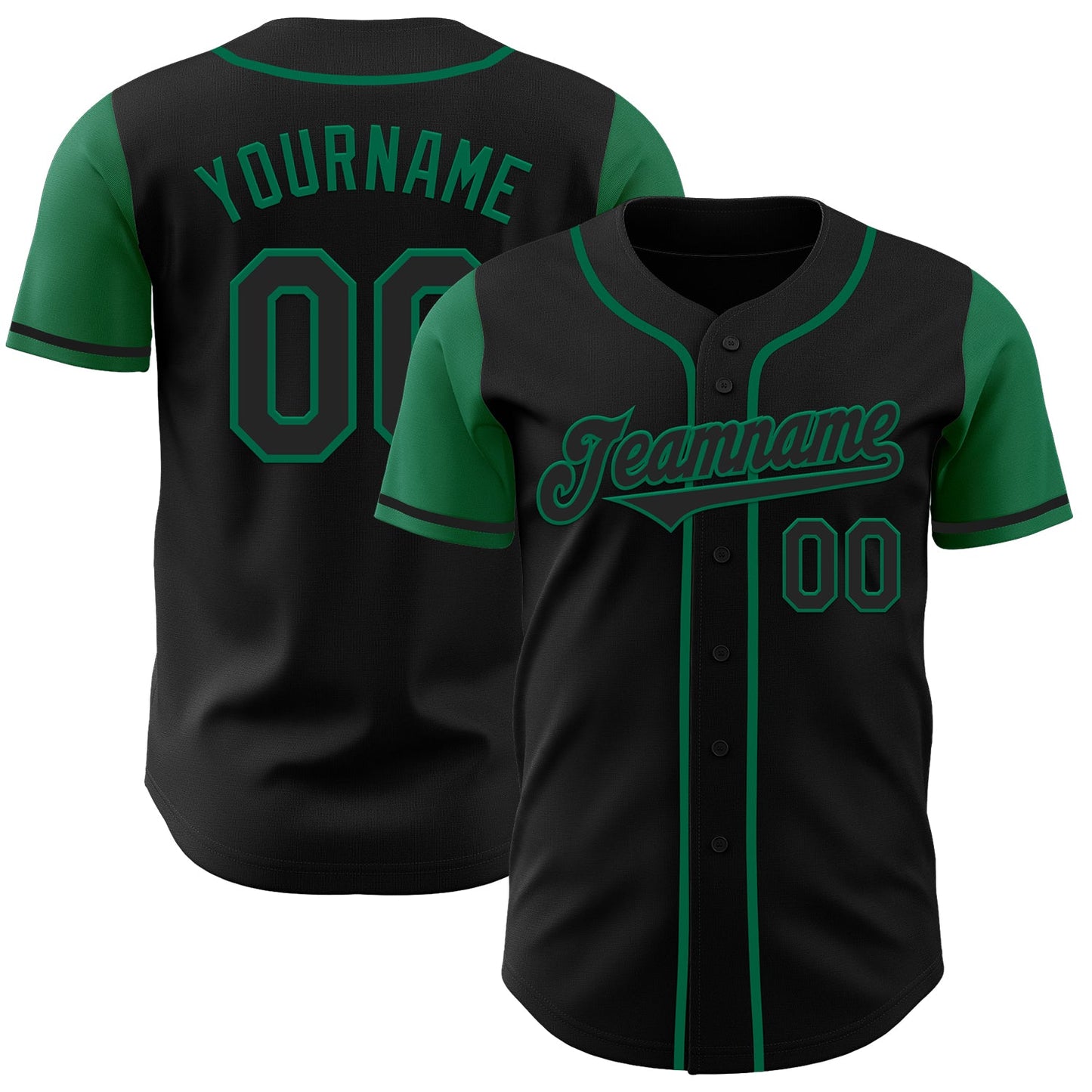Custom Black Kelly Green Authentic Two Tone Baseball Jersey - Sky-Custom