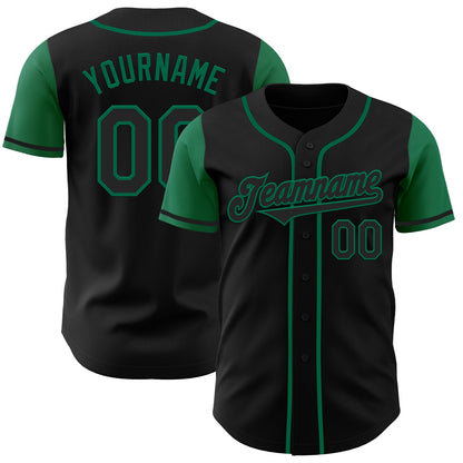 Custom Black Kelly Green Authentic Two Tone Baseball Jersey - Sky-Custom