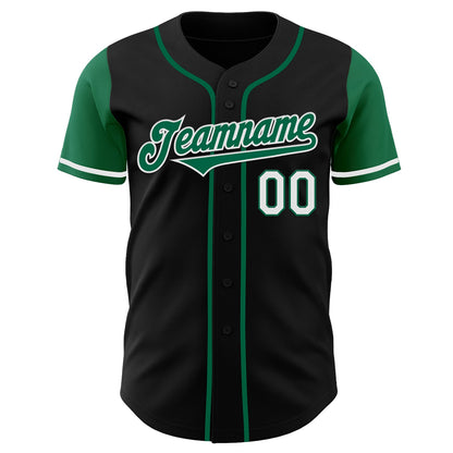 Custom Black Kelly Green-White Authentic Two Tone Baseball Jersey - Sky-Custom
