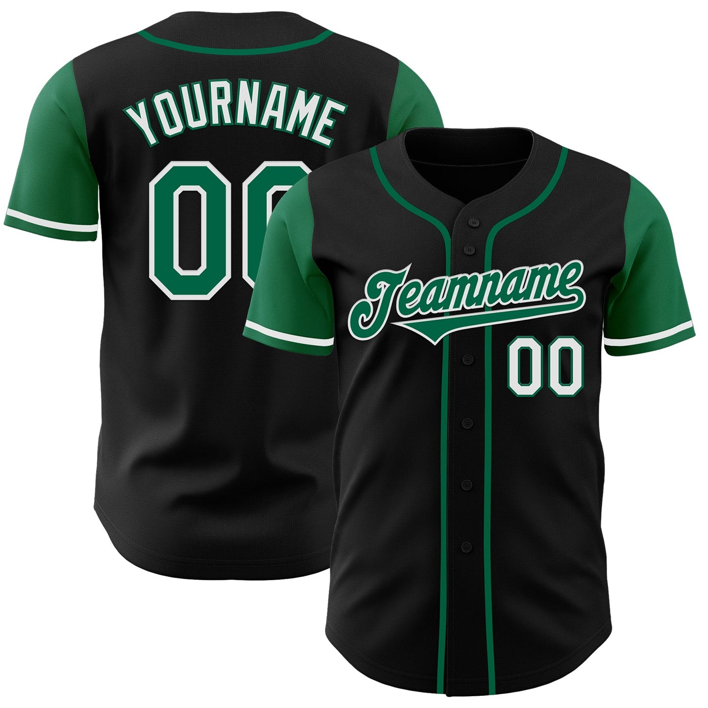 Custom Black Kelly Green-White Authentic Two Tone Baseball Jersey - Sky-Custom