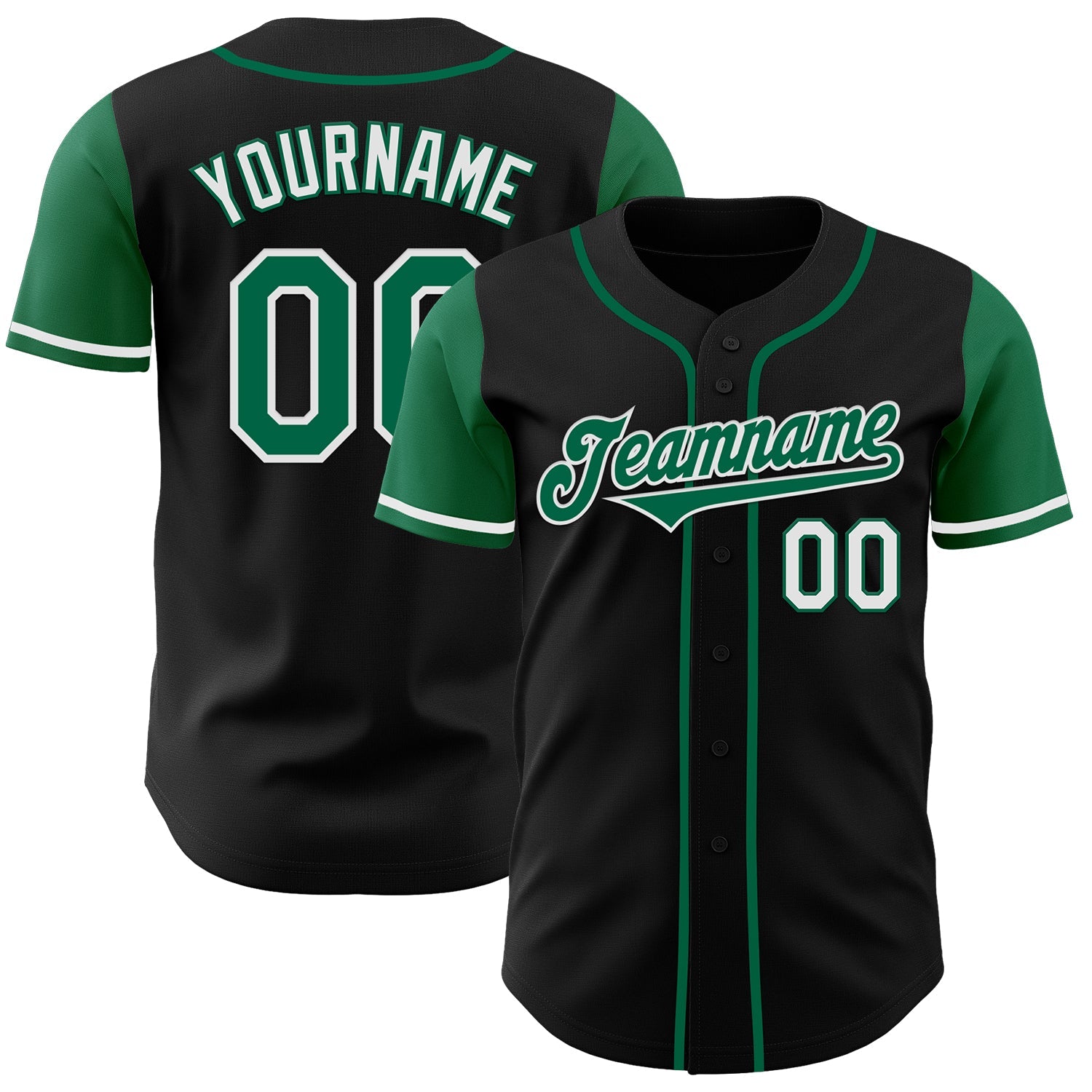 Custom Black Kelly Green-White Authentic Two Tone Baseball Jersey - Sky-Custom