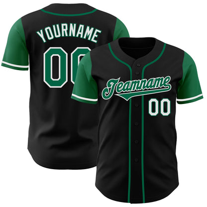 Custom Black Kelly Green-White Authentic Two Tone Baseball Jersey - Sky-Custom