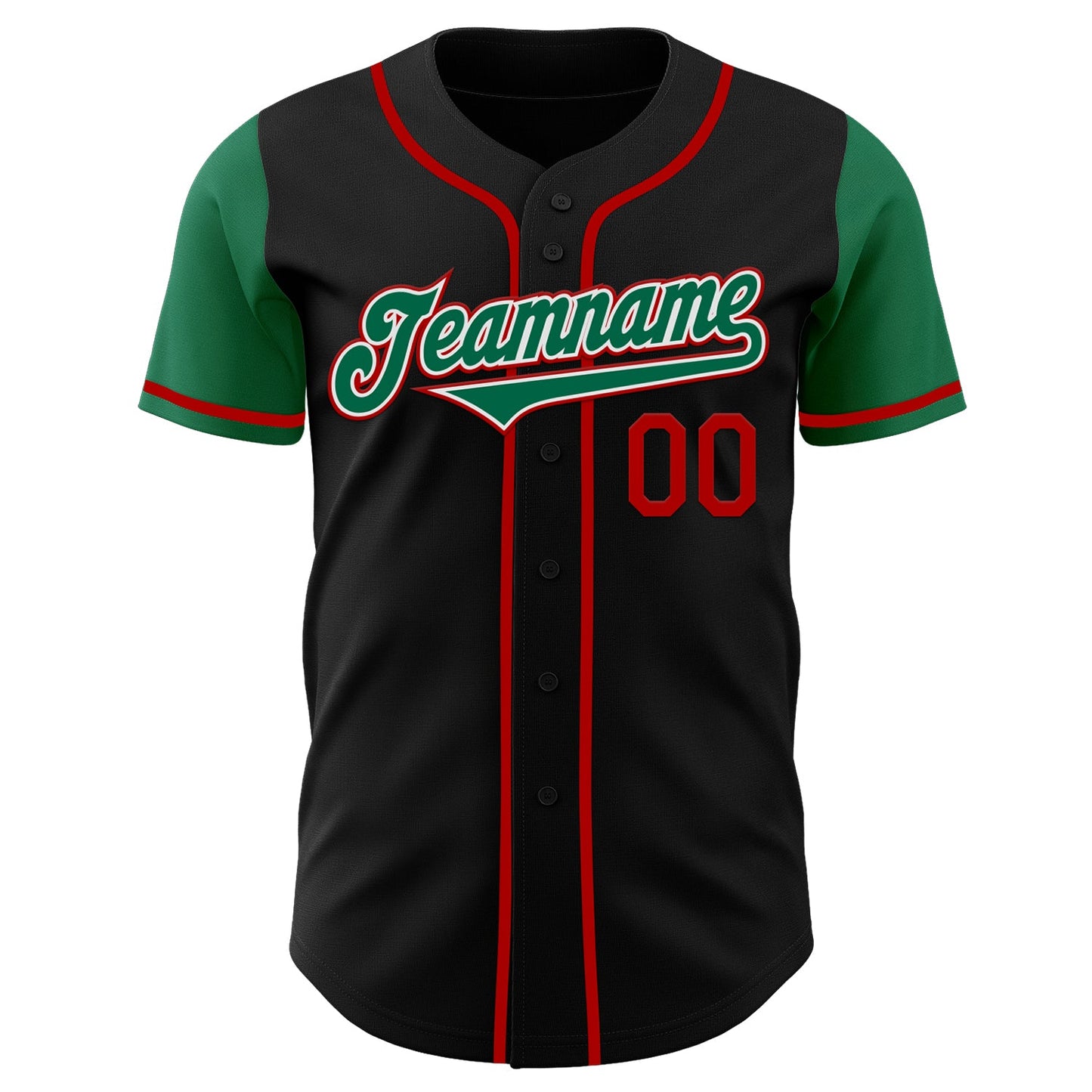 Custom Black Kelly Green-Red Authentic Two Tone Baseball Jersey - Sky-Custom