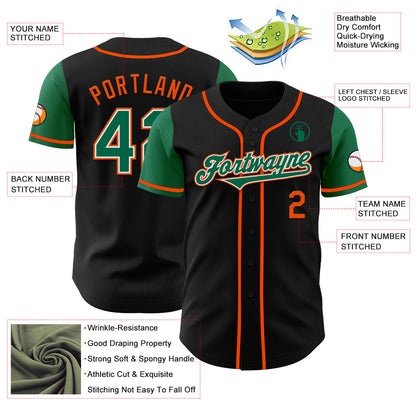 Custom Black Kelly Green-Orange Authentic Two Tone Baseball Jersey - Sky-Custom
