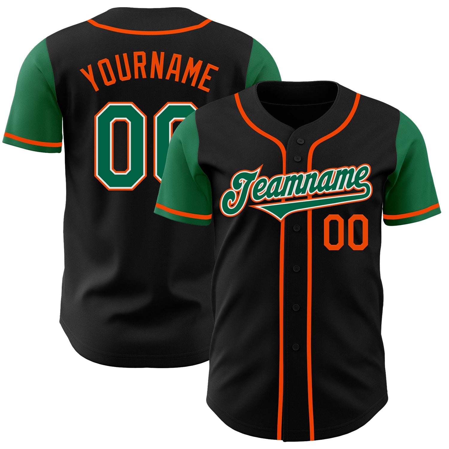 Custom Black Kelly Green-Orange Authentic Two Tone Baseball Jersey - Sky-Custom