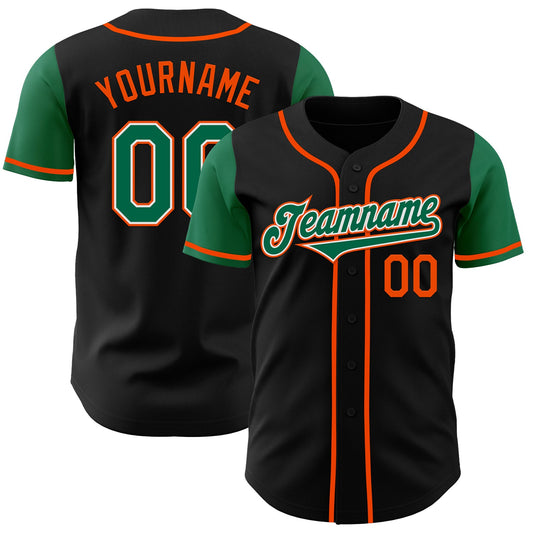 Custom Black Kelly Green-Orange Authentic Two Tone Baseball Jersey - Sky-Custom