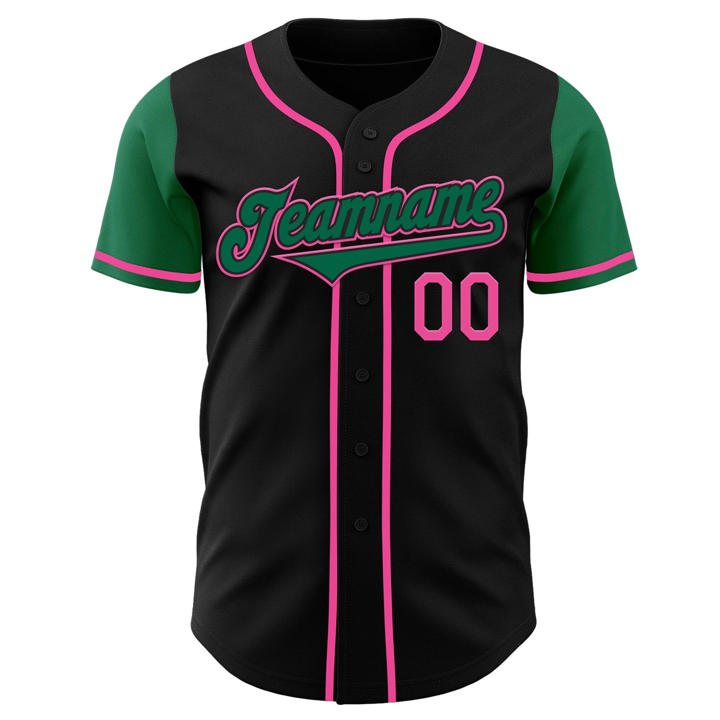 Custom Black Kelly Green-Pink Authentic Two Tone Baseball Jersey - Sky-Custom