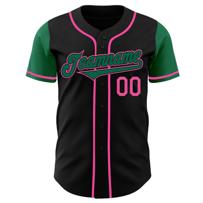 Custom Black Kelly Green-Pink Authentic Two Tone Baseball Jersey - Sky-Custom