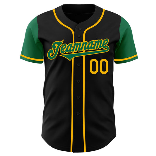 Custom Black Kelly Green-Gold Authentic Two Tone Baseball Jersey - Sky-Custom