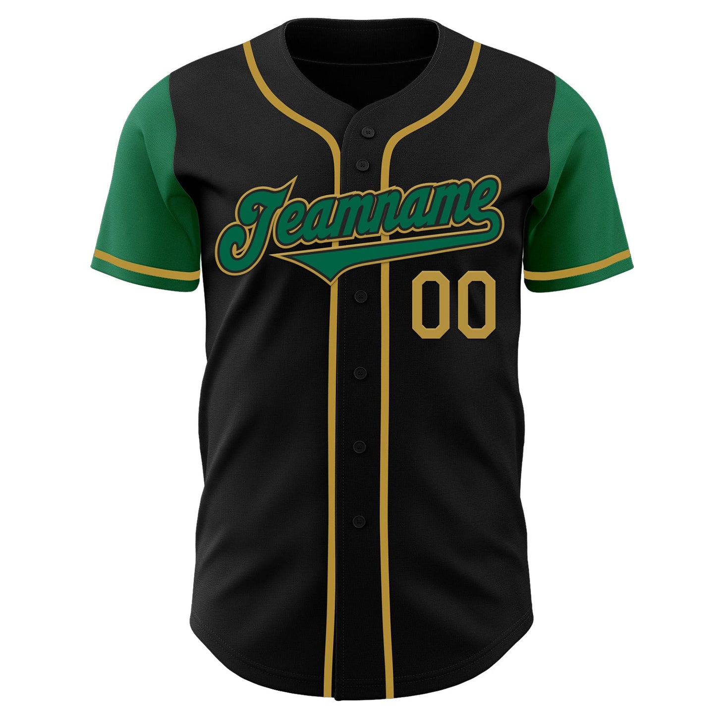 Custom Black Kelly Green-Old Gold Authentic Two Tone Baseball Jersey - Sky-Custom