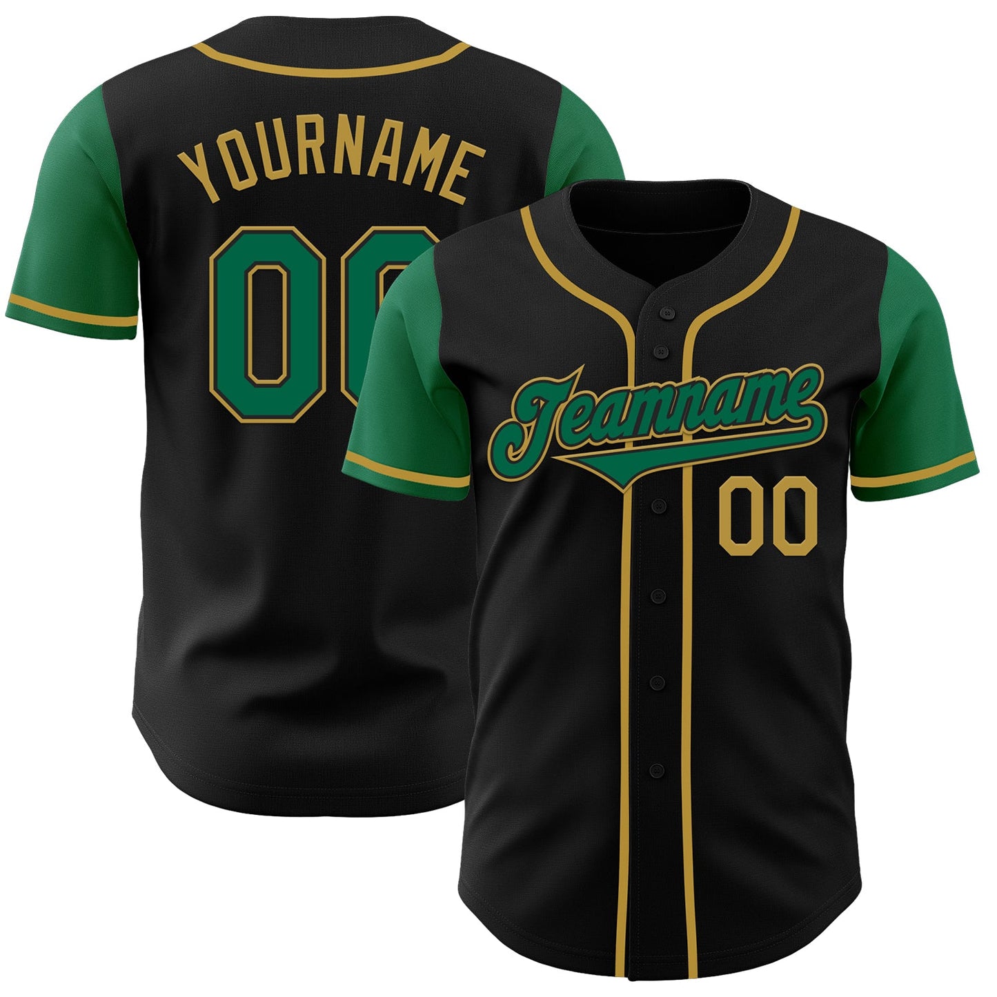 Custom Black Kelly Green-Old Gold Authentic Two Tone Baseball Jersey - Sky-Custom